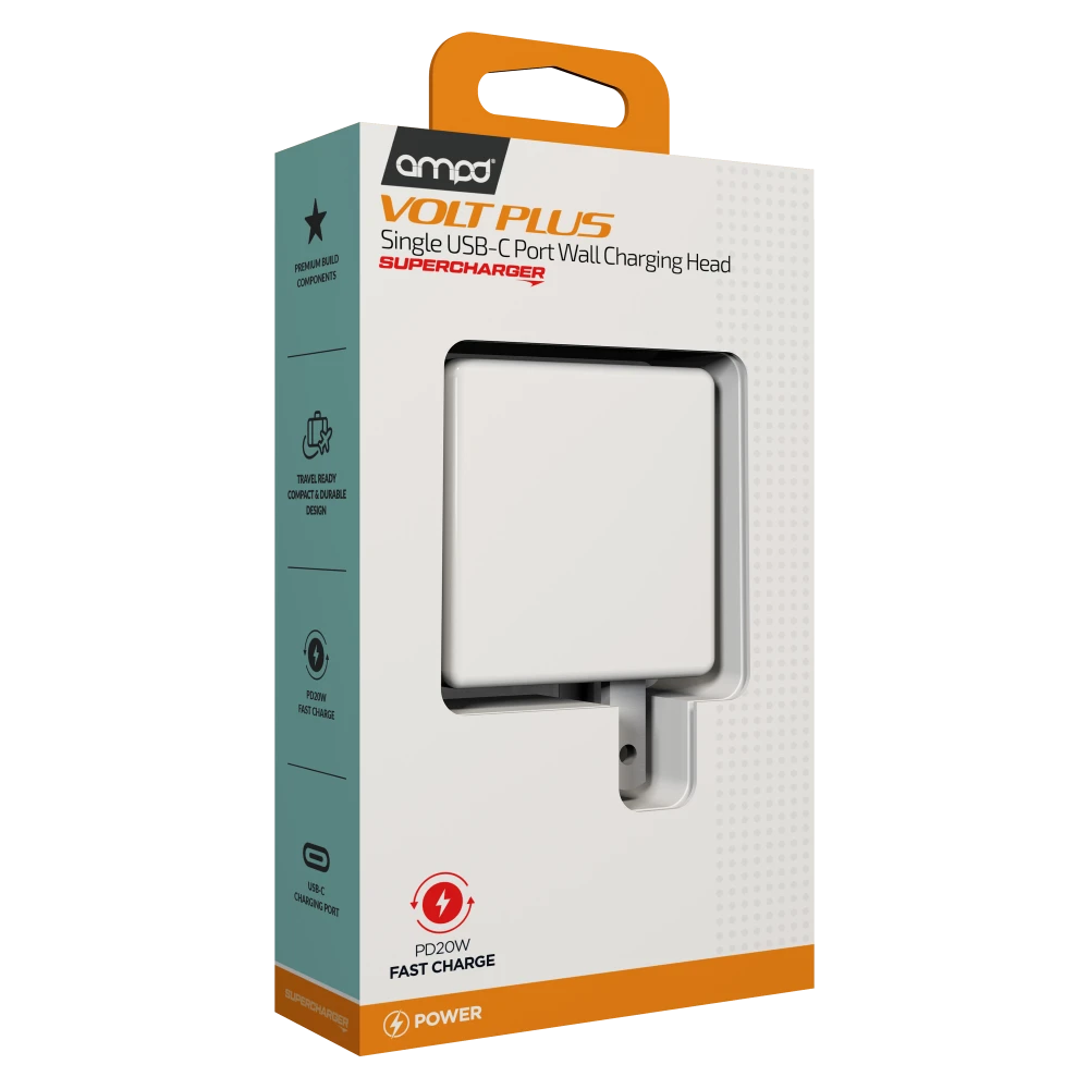 AMPD - Volt Plus PD Fast Charge Type C Wall Charger 20W - White