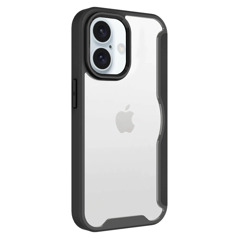 AMPD - TPU / Acrylic Wallet Flip MagSafe Case for Apple iPhone 16 Plus - Black