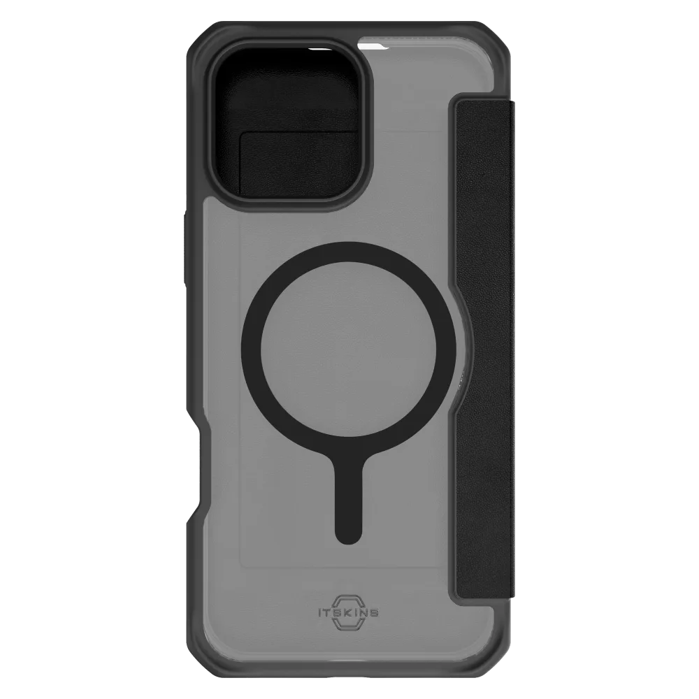 ITSKINS - Hybrid_R Folio MagSafe Case for Apple iPhone 16 Pro Max - Black