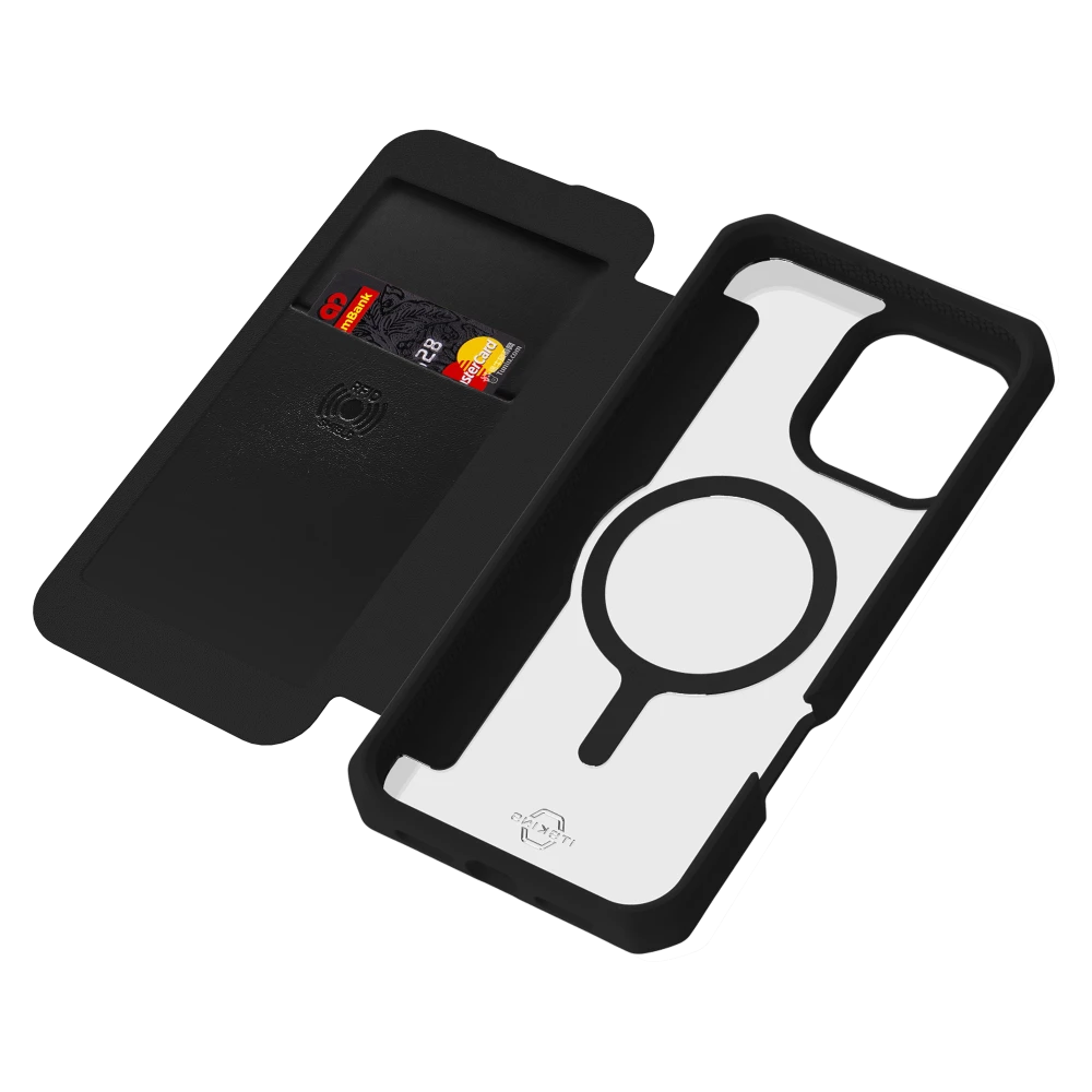 ITSKINS - Hybrid_R Folio MagSafe Case for Apple iPhone 16 Pro Max - Black