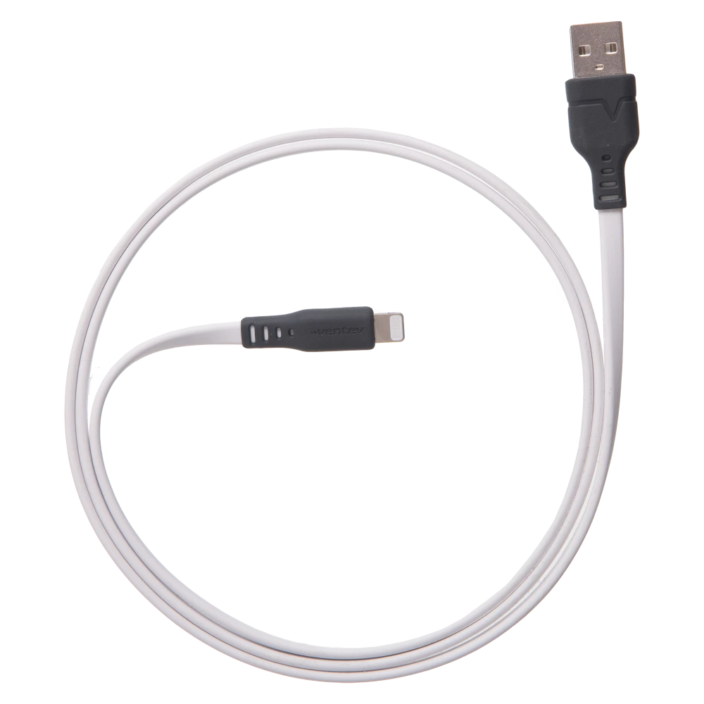 Ventev - Chargesync Flat USB A to Apple Lightning Cable 6ft - White