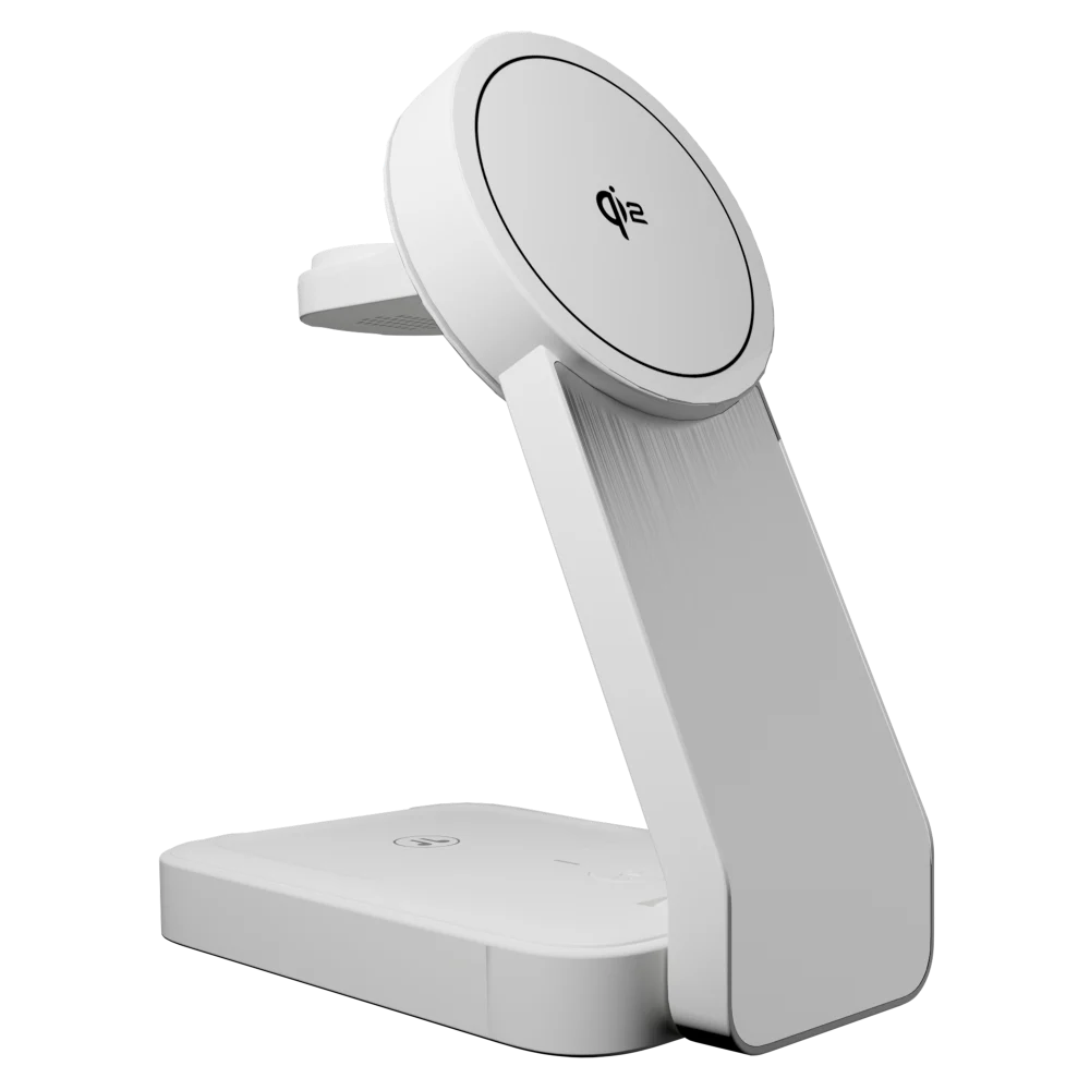 cellhelmet - Qi2 3 in 1 Charging Station with 3in Charging Cable - White