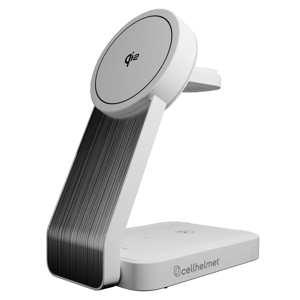 cellhelmet - Qi2 3 in 1 Charging Station with 3in Charging Cable - White