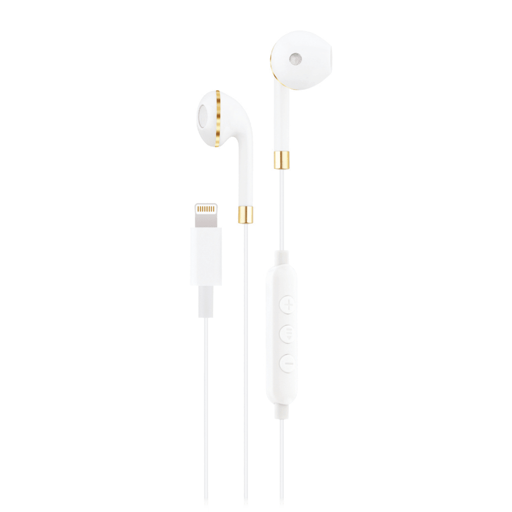 AMPD - Wired Apple Lightning In Ear Headphones - White