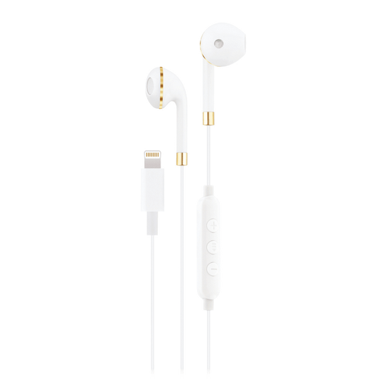 AMPD - Wired Apple Lightning In Ear Headphones - White