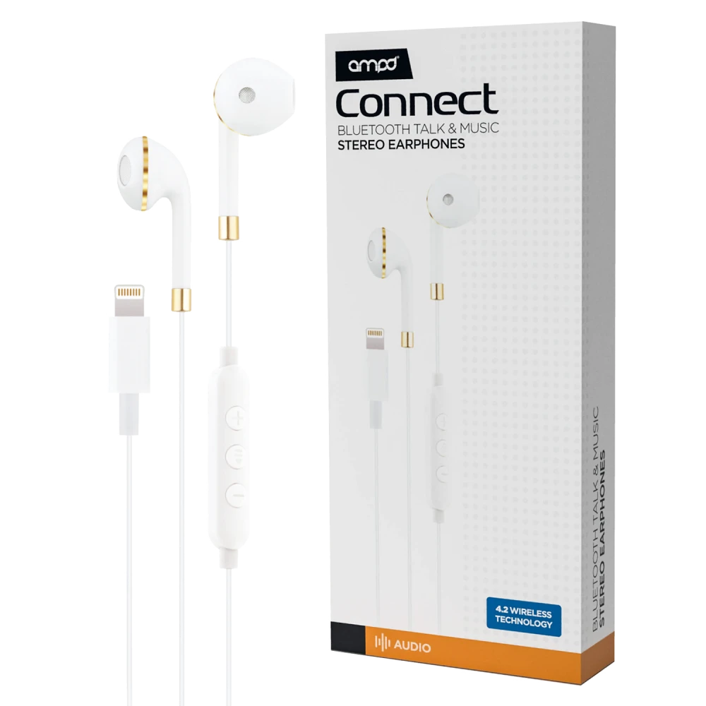 AMPD - Wired Apple Lightning In Ear Headphones - White