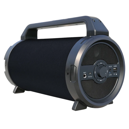 AMPD - Bazooka Barrel Fabric Bluetooth Speaker with Microphone - Black