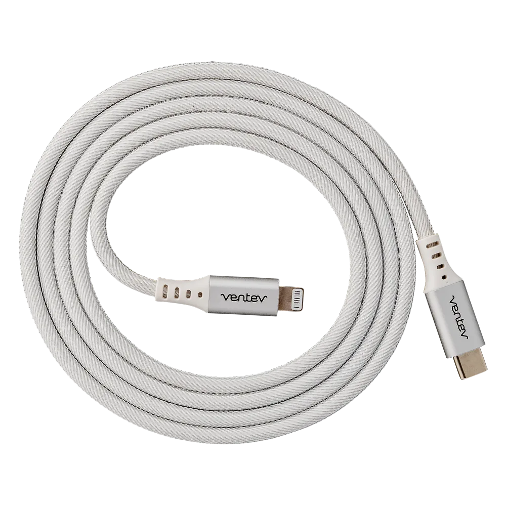 Ventev - Chargesync Alloy USB C to Apple Lightning Cable 4ft - White