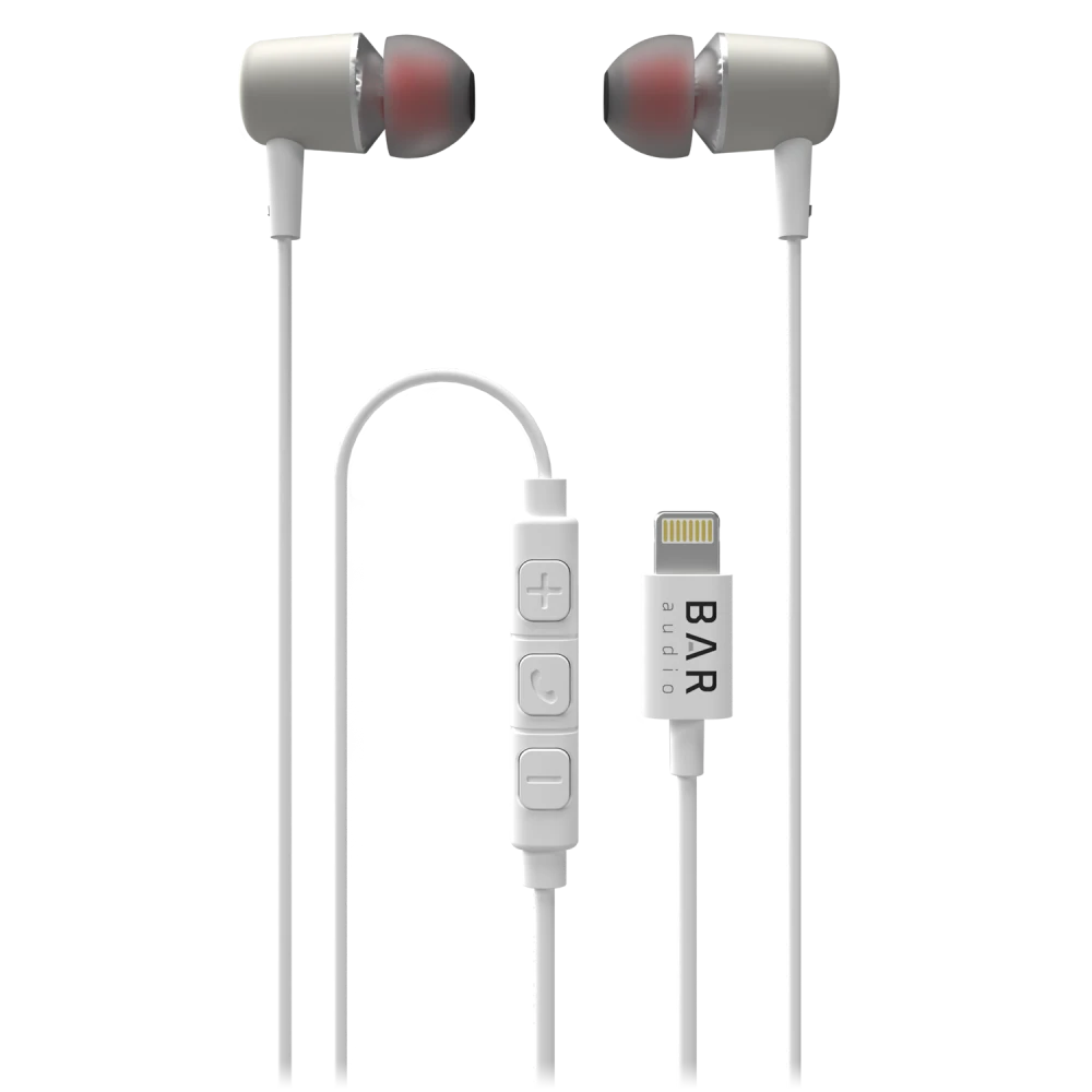 Bar Audio - Apple Lightning In Ear Wired Headphones - White