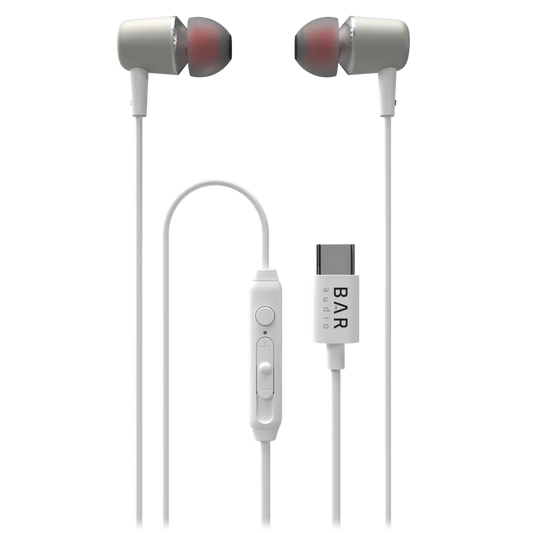 Bar Audio - USB C In Ear Wired Headphones - White