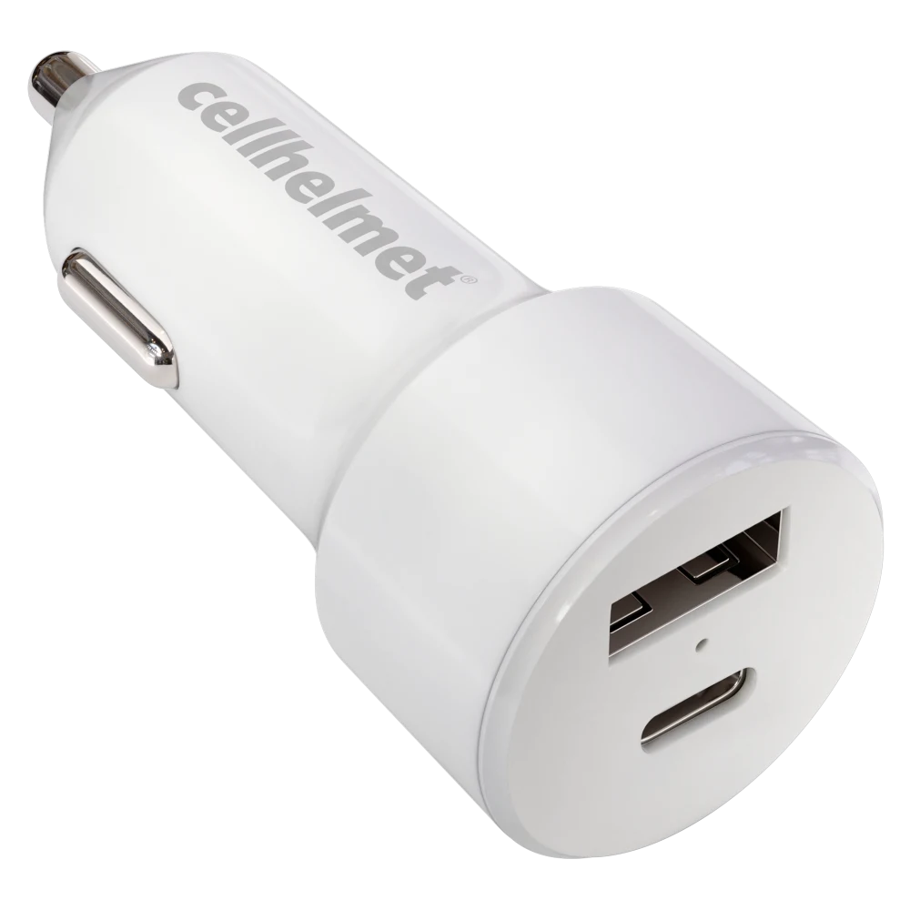 Cellhelmet - 20W PD USB C and USB A Dual Port Car Charger - White