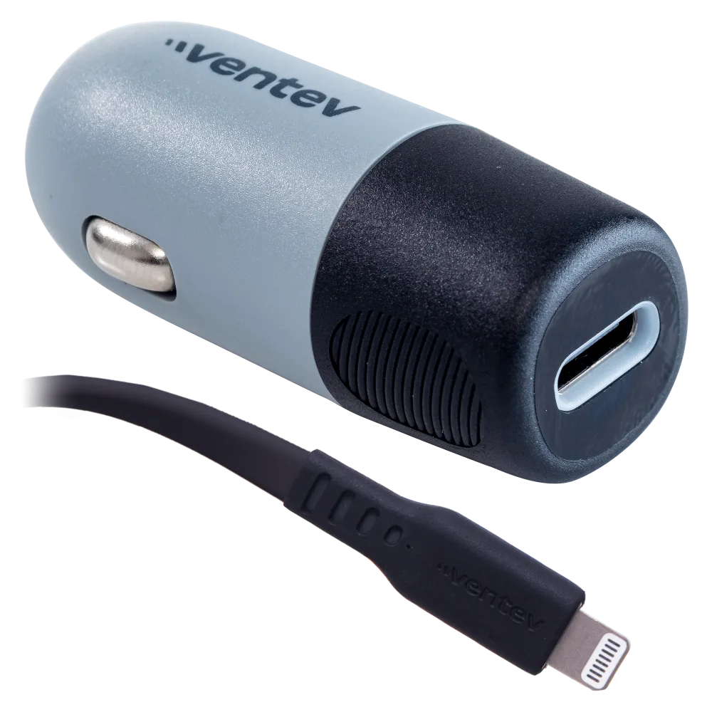 Ventev - 20W USB C PD Car Charger and C to Apple Lightning Cable - Dark Gray