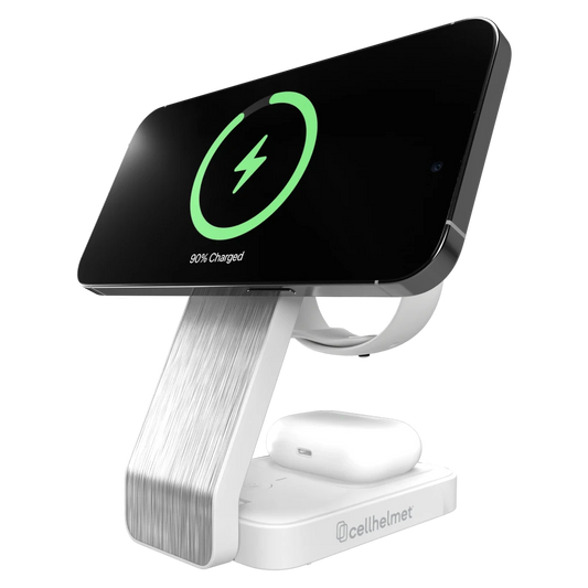 cellhelmet - Qi2 3 in 1 Charging Station with 3in Charging Cable - White