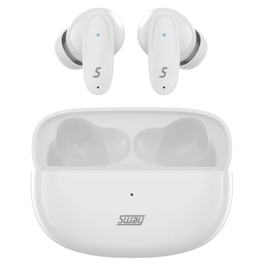 Sway - Dual Microphone ENC Comfort Fit True Wireless Headphones with Power Go Charging Case - White