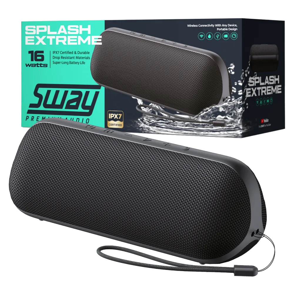 Sway - Splash Extreme Waterproof Bluetooth Speaker - Black