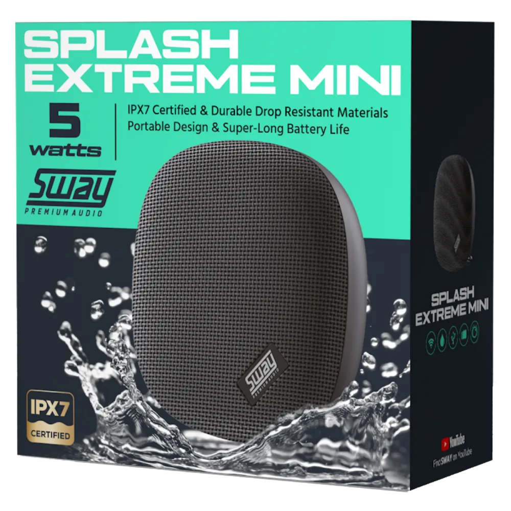 Sway - Splash Extreme Mini Waterproof Bluetooth Speaker - Black