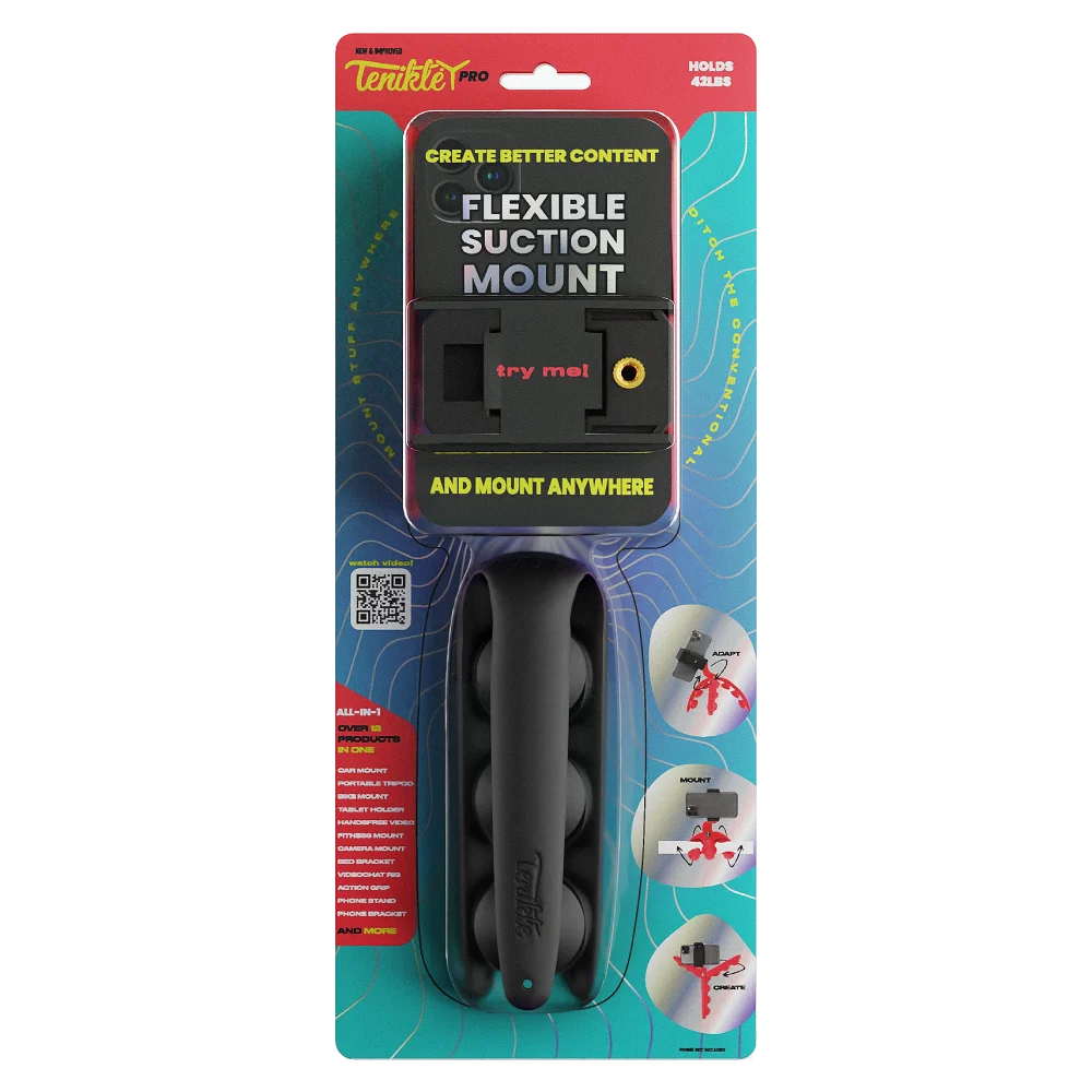 Tenikle - PRO Bendable Suction Cup Tripod Mount - Black