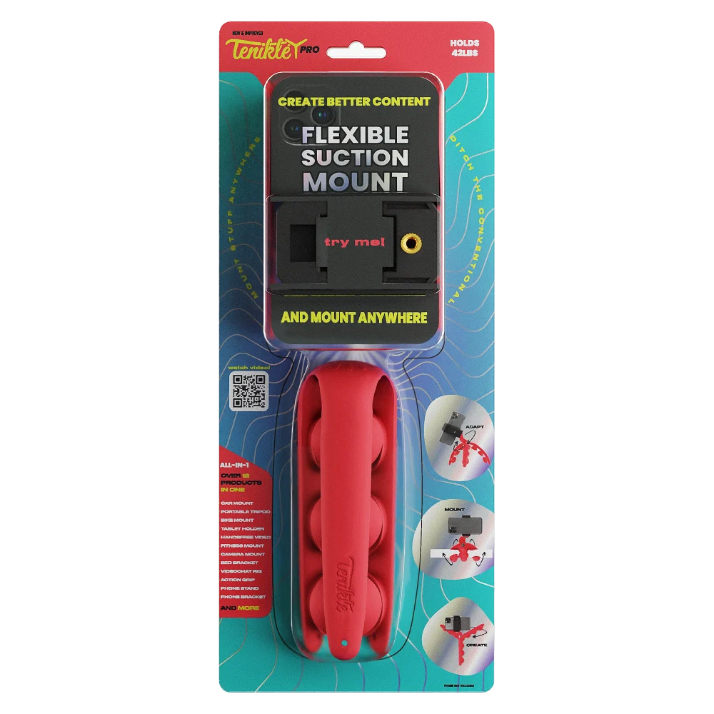 Tenikle - PRO Bendable Suction Cup Tripod Mount - Red