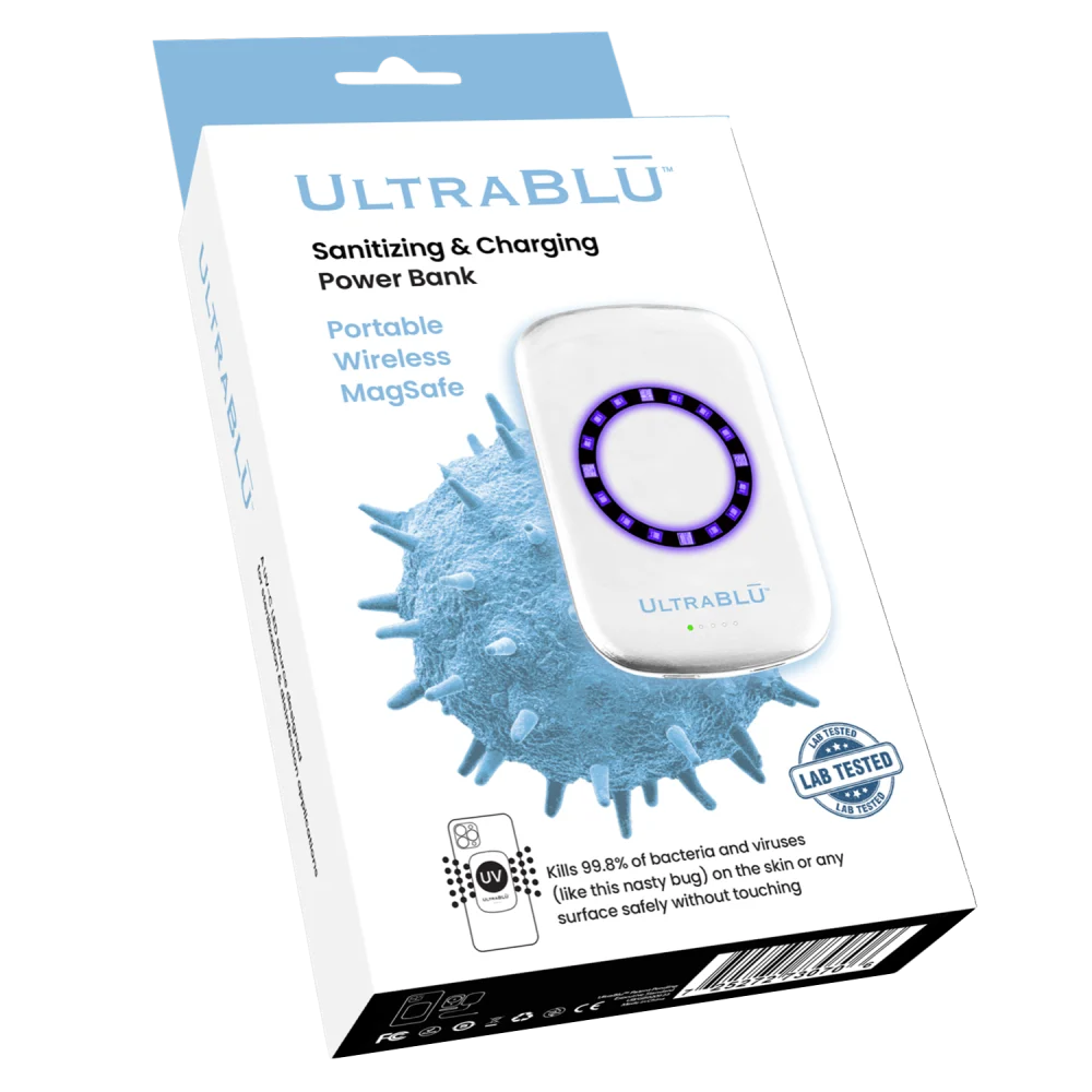 UltraBLU - Sanitizing and Charging Magnetic Power Bank - White