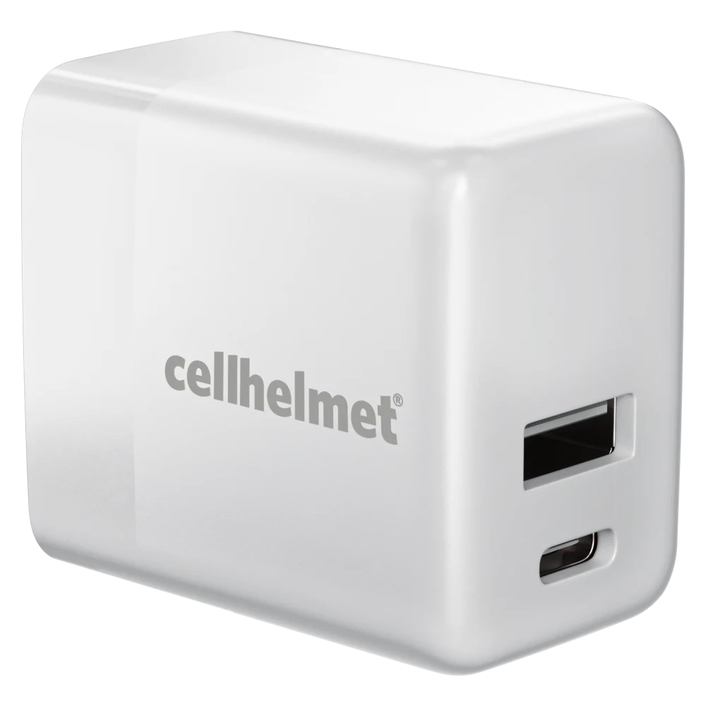 Cellhelmet - USB A and USB C Dual Wall Charger 20W PD - White